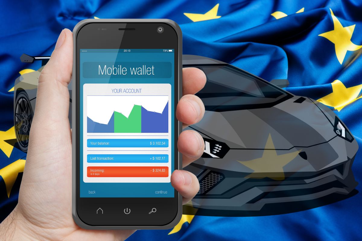 Mobile wallets - EU Flag - Car