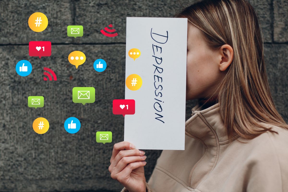 Mobile devices - Person holding up paper that says Depression