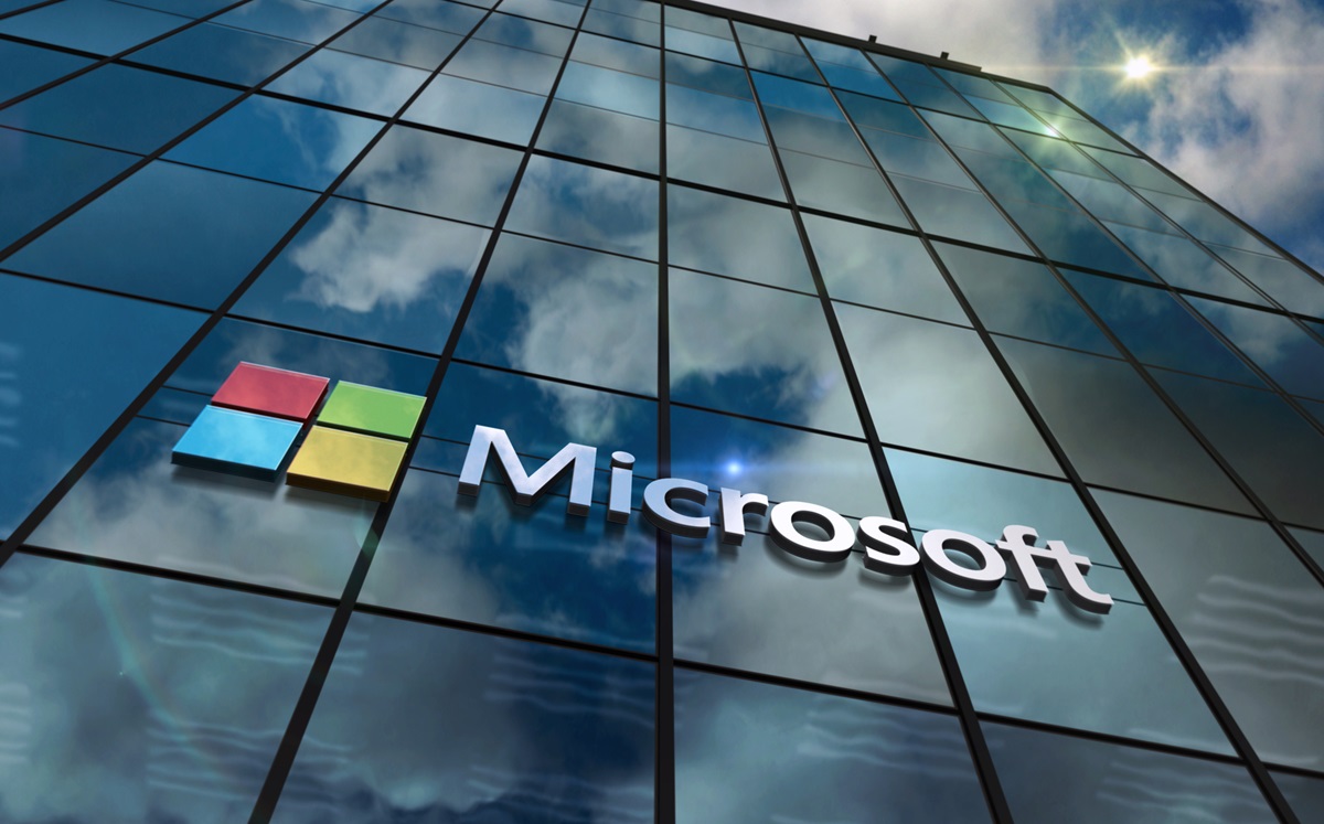 Image of Microsoft logo on a business building