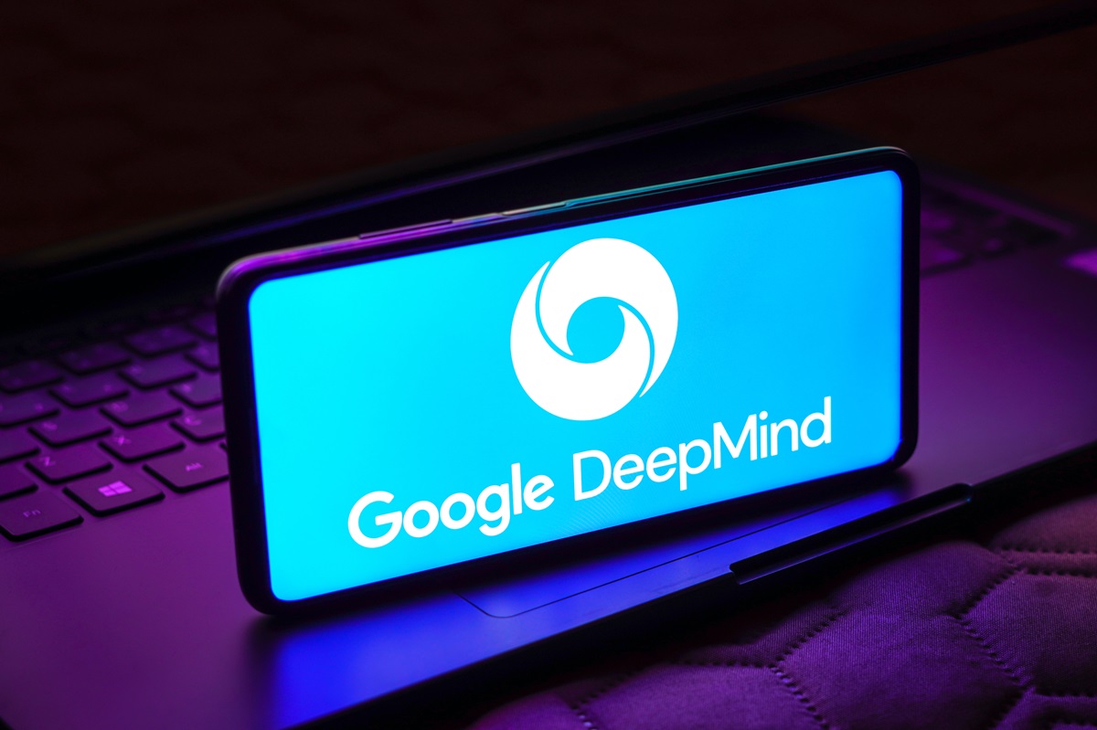 Artificial intelligence - Google DeepMind logo on mobile phone